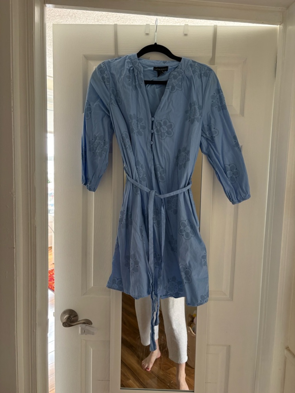 Cynthia Rowley Light Blue Eyelet Tunic with Self-Tie Waist